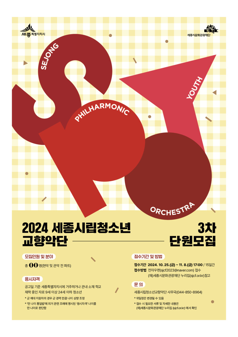 2024 세종시립청소년 교향악단 3차 단원모집