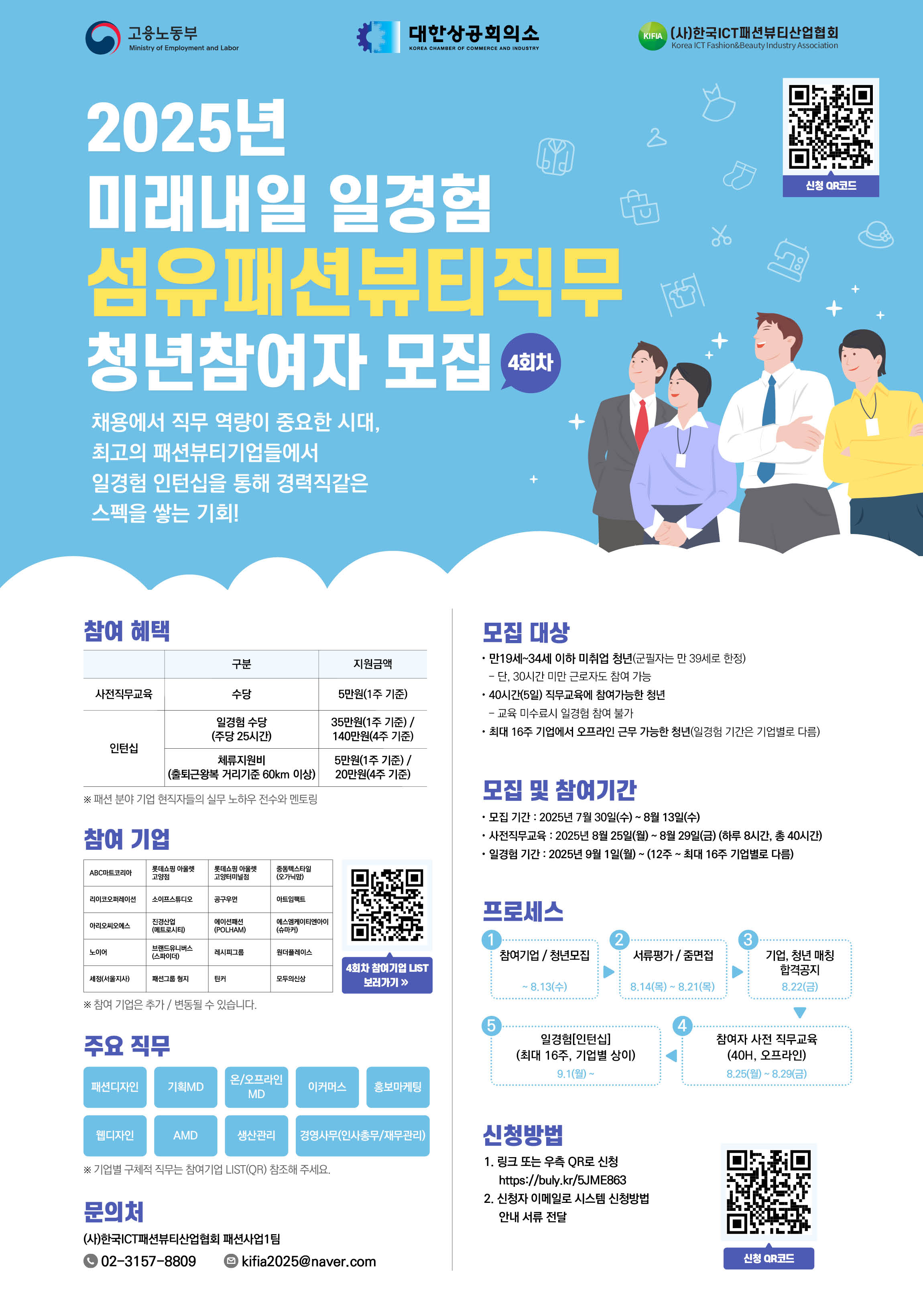 2025년 미래내일 일경험 섬유패션뷰티직무 청년참여자 4회차 모집 안내